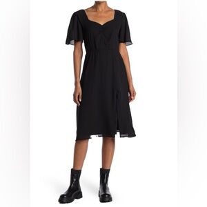 Socialite black flutter sleeve midi dress size small